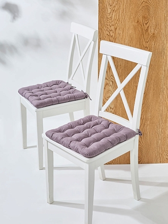 Комплект подушек на стул с завязками (бязь) 16т. / Сливовый