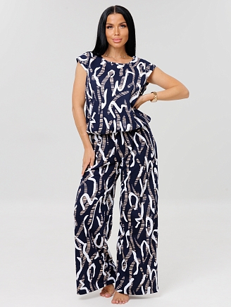 Женский костюм К-205(К) / Темно-синий (узоры)