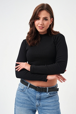 Женская водолазка 52719 укороченная / черный