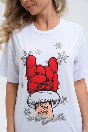 Футболка женская оверсайз 8531 / белый+рука