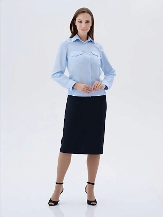 Женская рубашка форменная Полиция (длинный рукав) / Светло-голубой