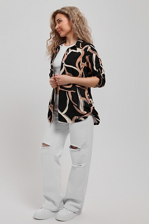 Женская рубашка 53030 / черно-бежевый