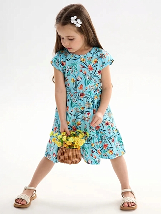 Детское платье "Ласточка" / Ирисы на голубом