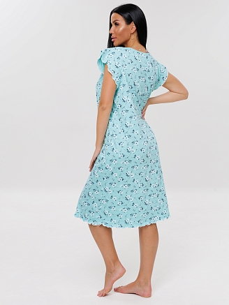 Женская сорочка Сор-71(К) / Бирюзовый (цветы)