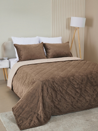 Набор покрывало и чехлы на подушку Кристалл / Коричневый