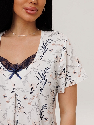 Женская сорочка Сор-103(К) / Молочный (веточки)
