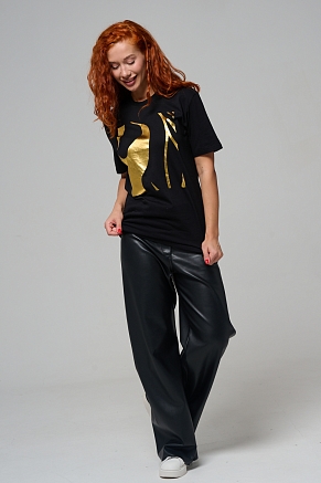 Футболка 8561 унисекс / черная фольга +силуэт