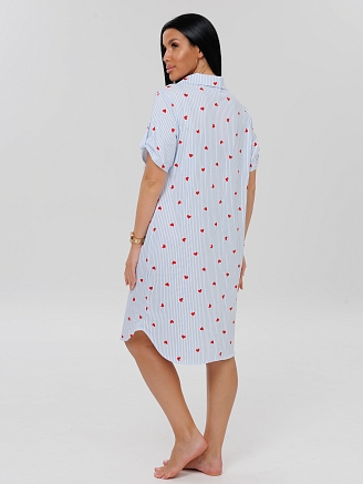 Женский халат Х-101(К) / Голубой (сердечки)