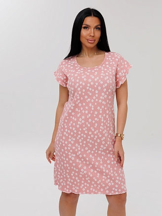 Женская сорочка Сор-107(Каш) / Розовый (ромашки)