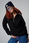 Женский свитшот на молнии оверсайз начес 14427 / черный