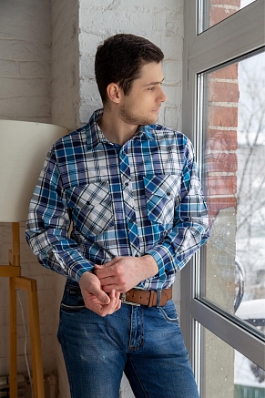 Рубашка мужская шотландка Премиум С Арт. 5316