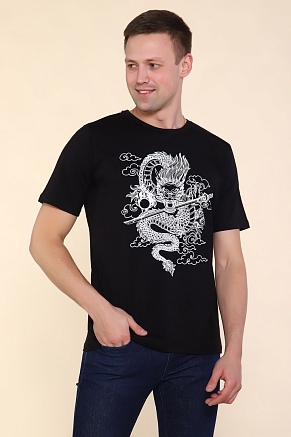 Мужская футболка Тату Дракона-3 2223 / Черный