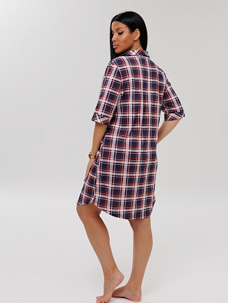 Женский халат Х-149(К) / Синий (клетка)