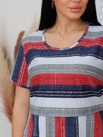 Женское платье Пл-73(К) / Красный (полосы)