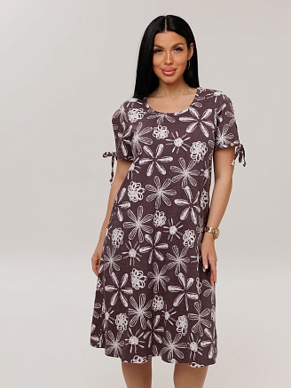 Женское платье Пл-109(К) / Какао (цветы)