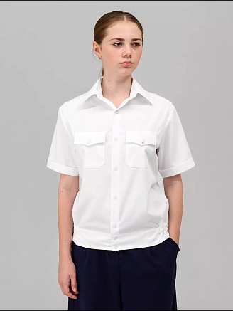 Детская рубашка кадетская (короткий рукав) / Белый