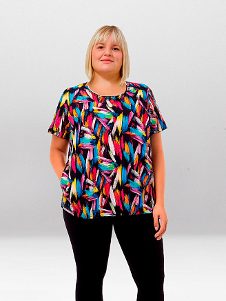 Женская туника МАКСИ ТК-398-ФУТ / Разноцветные мазки