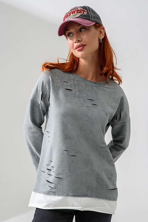 Женский лонгслив 7489W / винтаж серый