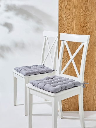Комплект подушек на стул с завязками (бязь) 16т. / Светло-серый