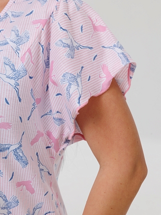 Женская сорочка Сор-73(К) / Розовый (птички)