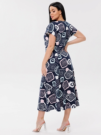 Женское платье Пл-107(К) / Темно-синий (узоры)
