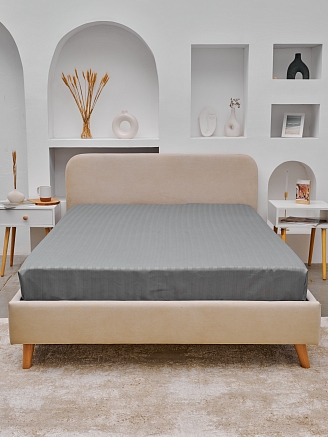 Простыня микрофибра-страйп / Светлый серый