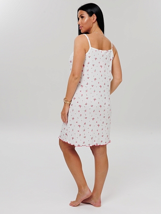 Женская сорочка Сор-96(Риб) / Молочный (цветы)