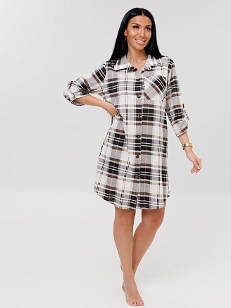 Женский халат Х-150(К) / Коричневый (клетка)