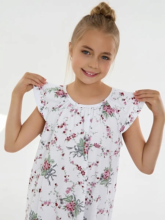 Детская сорочка "Луна" / Цветочки на белом