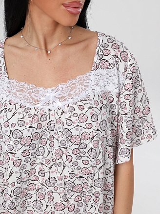 Женская сорочка Сор-38(К) / Молочный (листья)