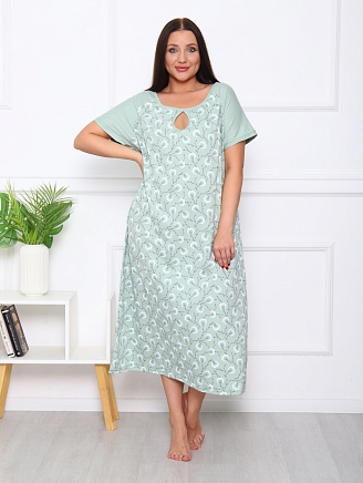Женская ночная сорочка М-088 / верба зеленая
