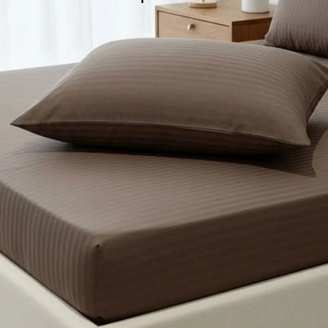 Простыня микрофибра-страйп / Мокко