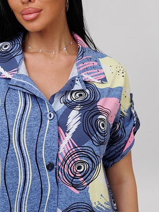 Женский халат Х-86(К) / Синий (волны)