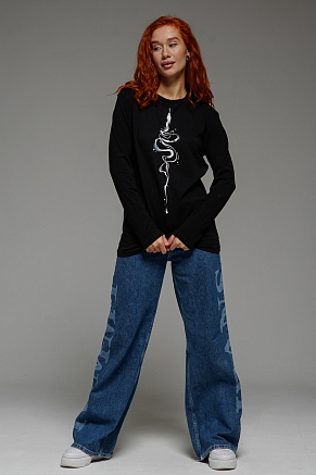 Женский лонгслив 8516 / черный+змея