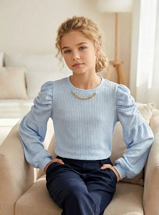 Детская блузка "Людмила" длинный рукав / В ассортименте