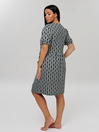 Женский халат Х-153(К) / Серо-зеленый (узоры)