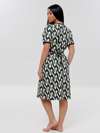 Женский халат Х-165(К) / Темно-зеленый (узоры)