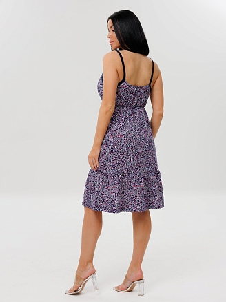 Женский сарафан С-95(К) / Темно-синий (веточки)