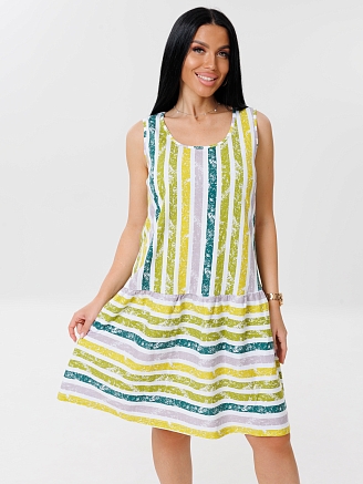 Женский сарафан С-100(К) / Бирюзовый (полосы)