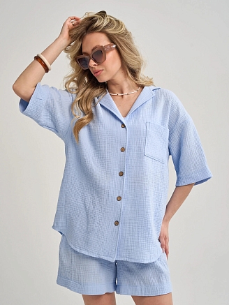 Женский костюм "Муслин" (шорты) 2460-Мус / Голубой