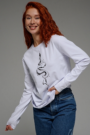 Женский лонгслив 8516 / белый+змея