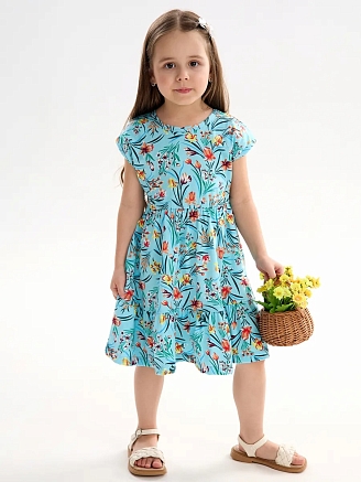 Детское платье "Ласточка" / Ирисы на голубом