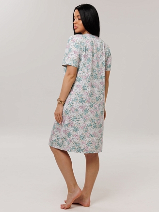 Женская сорочка Сор-24(Вис) / Бирюзовый (цветы)