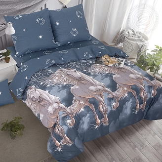 Постельное бельё поплин De Luxe Пегас