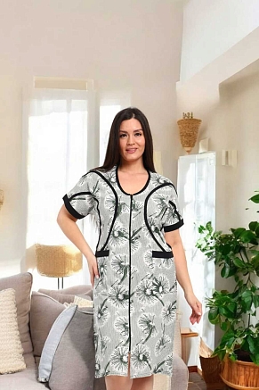 Халат женский 39055 / бело-зеленый