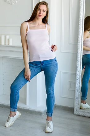 Женский топ из рибаны / Розовый