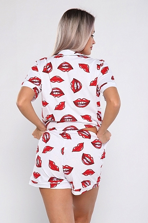 Женская пижама Губы 908 / Белый, красный
