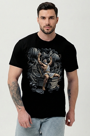 Мужская футболка 8596 / черная+Зевс