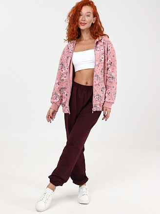 Женский костюм М-1003 / Розовый + бордо