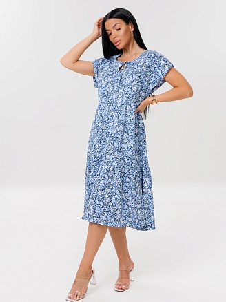 Женское платье Пл-64(К) / Голубой (мелкие цветы)